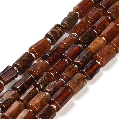 Natural Garnet Beads Strands, with Seed Beads, Faceted Column