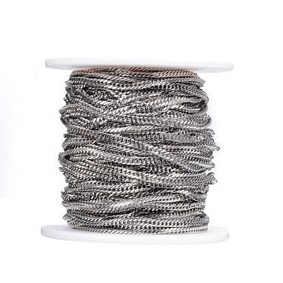 Ion Plating(IP) 304 Stainless Steel Twisted Chain Curb Chains, Unwelded, with Spool, for Jewelry Making, Faceted