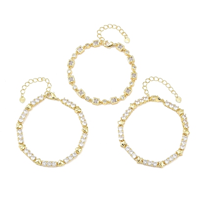 Латунные браслеты-цепочки с микропаве из прозрачных кубических цирконий для женщин