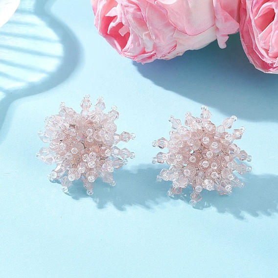 Серьги-гвоздики из цветочного стекла ручной работы, с 304 серьгами из нержавеющей стали, цвет нержавеющей стали