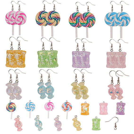DIY Dangle Earring Making, with Resin Pendants, Handmade Polymer Clay Big Pendants and Brass Earring Hooks