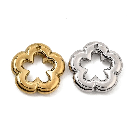304 Stainless Steel Pendant Rhinestone Settings, Flower Charms, Ion Plating(IP)