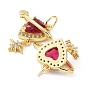 Rack Plating Brass & Cubic Zirconia & Glass Pendants, Lead Free & Cadmium Free, Long-Lasting Plated, Heart with Star