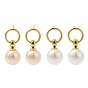304 круглые серьги-гвоздики из нержавеющей стали с жемчугом для женщин, золотые