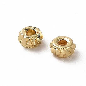 Rack Plating Brass Spacer Beads, Long-Lasting Plated, Textured Flat Round