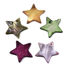 Pendentifs de coquillages d'eau douce naturelle, teint, étoiles