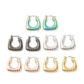 304 Stainless Steel Chunky Rectangle Hoop Earrings for Women