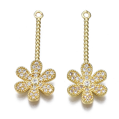 Messing micro pave klare zirkonia anhänger, Cadmiumfrei und Nickel frei und Bleifrei, Blume
