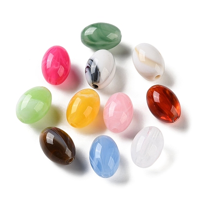 Two-tone Opaque Acrylic Beads, Imitation Gemstone, Barrel