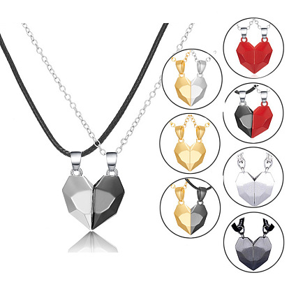 Día de san valentín deseando collares con colgante de piedra, collar magnético de aleación