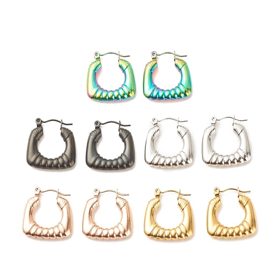 304 массивные прямоугольные серьги-кольца из нержавеющей стали для женщин