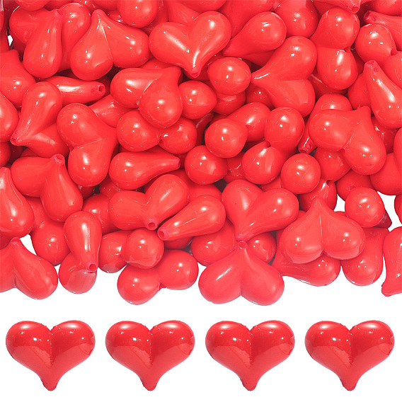 100 непрозрачные акриловые бусины, сердце