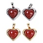 Латунные подвески, с сердоликом, сердце, окрашенная и подогревом