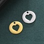 Stainless Steel Charms, Flat Round with Heart Charm