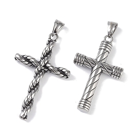 316 Surgical Stainless Steel Big Pendants, Cross Charm