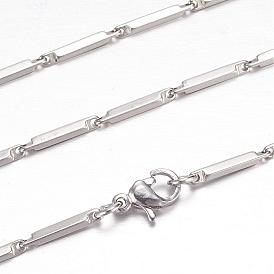 201 Stainless Steel Bar Link Necklaces, with Lobster Claw Clasps