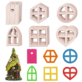 60Pcs 6 Styles Wood Elf Door, Dollhouses Accessories