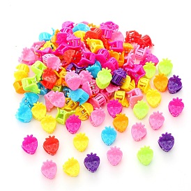 Cute Candy Colors Mini Plastic Claw Hair Clips, with Iron Findings, for Girls