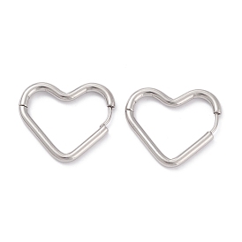201 Stainless Steel Hoop Earrings, with 316 Surgical Stainless Steel Pin, Heart