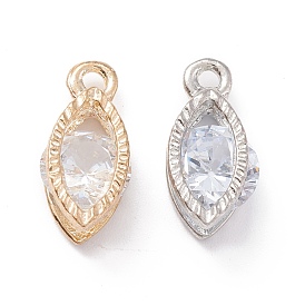 Alloy Clear Cubic Zirconia Charms, Long-Lasting Plated, Eye