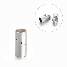Column 304 Stainless Steel Matte Surface Magnetic Clasps with Glue-in Ends