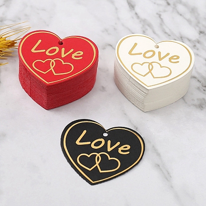 Valentine's Day Theme Paper Gift Tags, Hange Tags, Heart with Gold Stamping Word Love