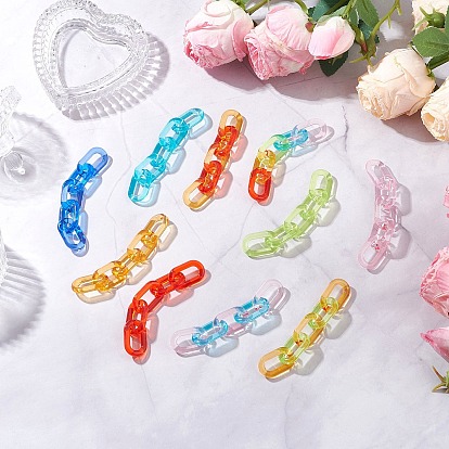 10шт 10 цвета прозрачные акриловые овальные витые звенья цепи