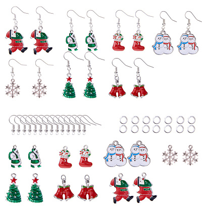 DIY Earring Making, with Christmas Style Alloy Enamel Pendants, Iron Open Jump Ring and Brass Earring Hook