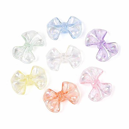 Прозрачные акриловые бусины, с покрытием AB цвета, бантом