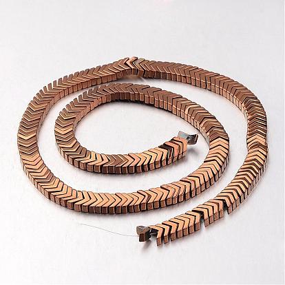 Electroplate Non-magnetic Synthetic Hematite Bead Strands, Arrowhead, 4x6x3mm, Hole: 1mm, about 206pcs/strand, 15.7 inch