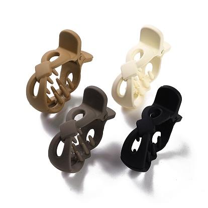 Plastic Claw Hair Clips, Matte Style, Hollow Bowknot