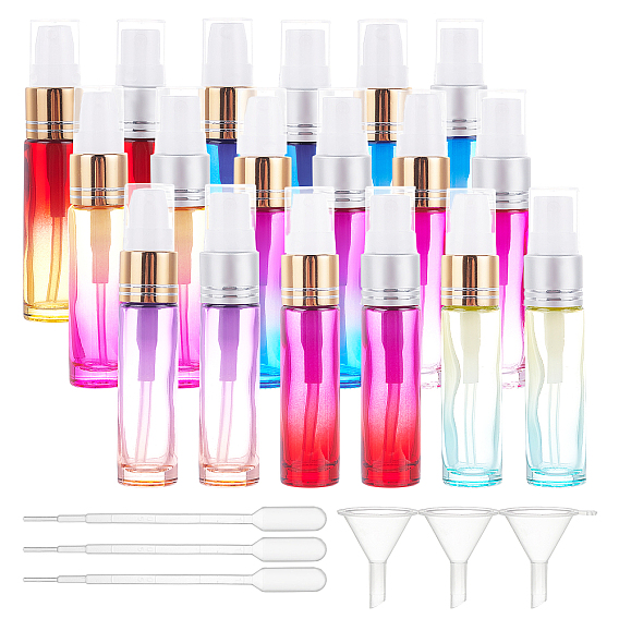 Empty Portable Matte Glass Spray Bottles, Fine Mist Atomizer, Aluminium Oxide Spary Head with Plastic Dust Cap & Funnel Hopper & Transfer Pipettes