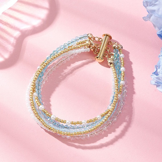 Многорядные браслеты из стеклянных бусин, ракушек и стеклянных бусин для женщин, рондель