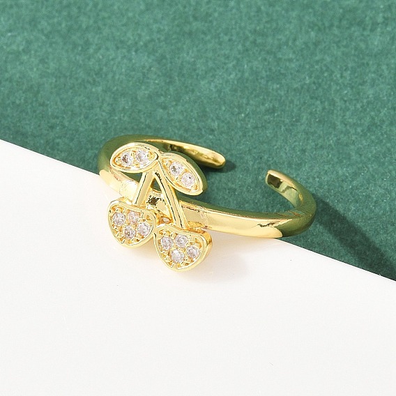 Манжеты из латуни с микро паве кубический цирконий для женщин, вишня, стойки покрытие, без кадмия и без свинца, долговечный