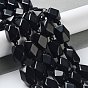 Natural Obsidian Beads Strands, with Seed Beads, Faceted, Rhombus