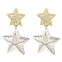 Rack Plating Brass Micro Pave Cubic Zirconia Star Dangle Stud Earrings, Long-Lasting Plated, Lead Free & Cadmium Free