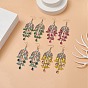 4 Pairs 4 Color Glass Teardrop Tassel Chandelier Earrings, 316 Surgical Stainless Steel Long Drop Earrings for Women