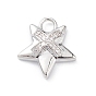 Rack Plating Brass Micro Pave Clear Cubic Zirconia Pendants, Star Charms, Long-Lasting Plated, Cadmium Free & Lead Free