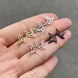 Chic Vintage Stainless Steel Bird Earrings with Hollow Design for Women