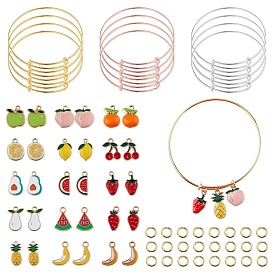 Наборы для изготовления браслетов sunnyclue diy, с эмалевыми подвесками из фруктового сплава и регулируемыми латунными расширяемыми браслетами