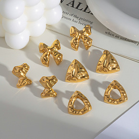 Серьги-гвоздики из нержавеющей стали с чеканной текстурой, реальный 18 k позолоченный