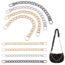 PandaHall Elite 8Pcs 4 Colors Aluminum Curb Chains Bag Handles, with Alloy Clasps, for Bag Replacement Accessories