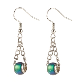 Mood Earrings, Glass Color Changing By Temperature Dangle Earrings, 304 Stainless Steel Chain Long Drop Earrings for Women