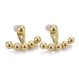 Brass Front Back Stud Earrings, Stud Earrings, Long-Lasting Plated, with Plastic Ear Nuts, Round