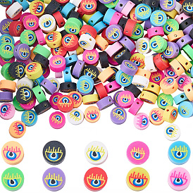 300 бусины из полимерной глины ручной работы., плоские круглые с сглаза