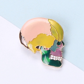 Halloween Skull Alloy Enamel Brooch, Enamel Pin, for Backpack Clothes, Colorful