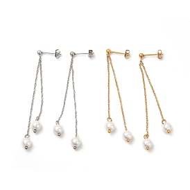 Boucles d'oreilles pendantes à pampilles en perles de verre, 304 bijoux en acier inoxydable pour femmes
