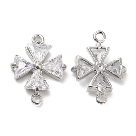 Brass Connector Charms, Clover Links with Crystal Glass Rhinestone