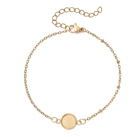 304 изготовление браслетов-спутников из нержавеющей стали, с плоскими круглыми настройками кабошон