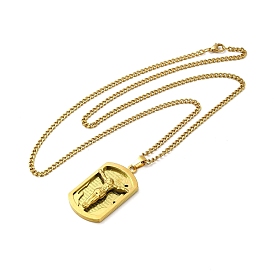 Étiquette rectangulaire de Jésus 201 collier pendentif en acier inoxydable avec chaînes en fer